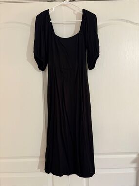 Classic Straight Neck Midi Dress